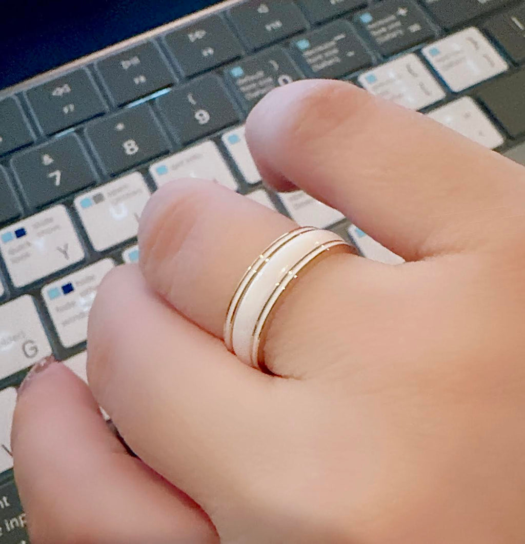 RG103W B.Tiff Plain White Ceramic Ring [Thin Band]