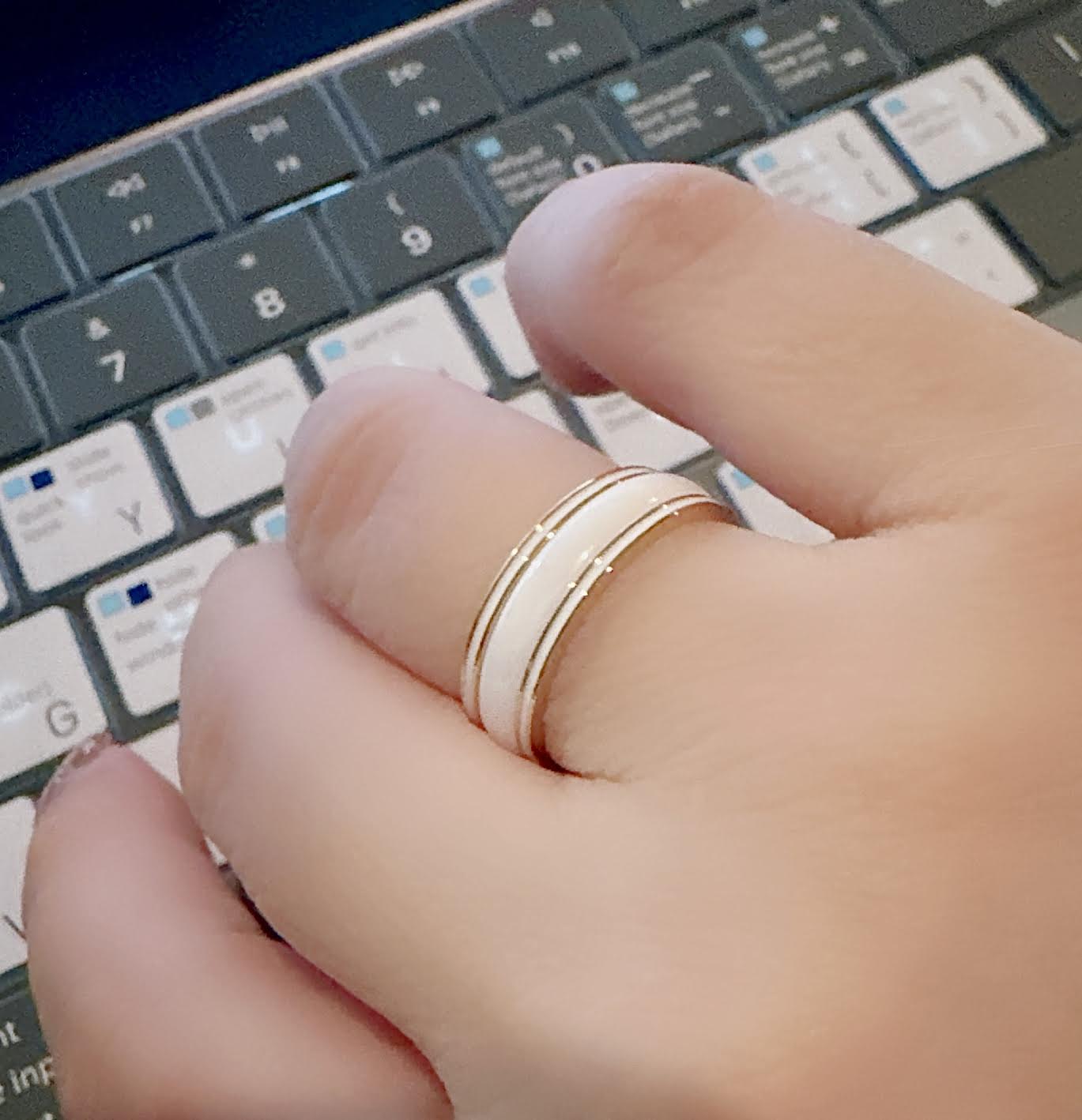 RG103W B.Tiff Plain White Ceramic Ring [Thin Band]