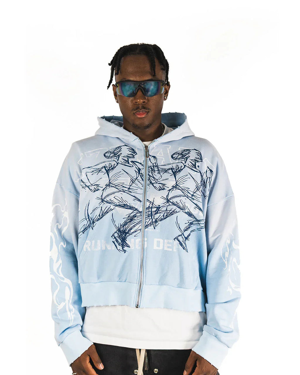 "SKYFALL BLUE" BOXY OVERSIZED ZIP UP JACKET