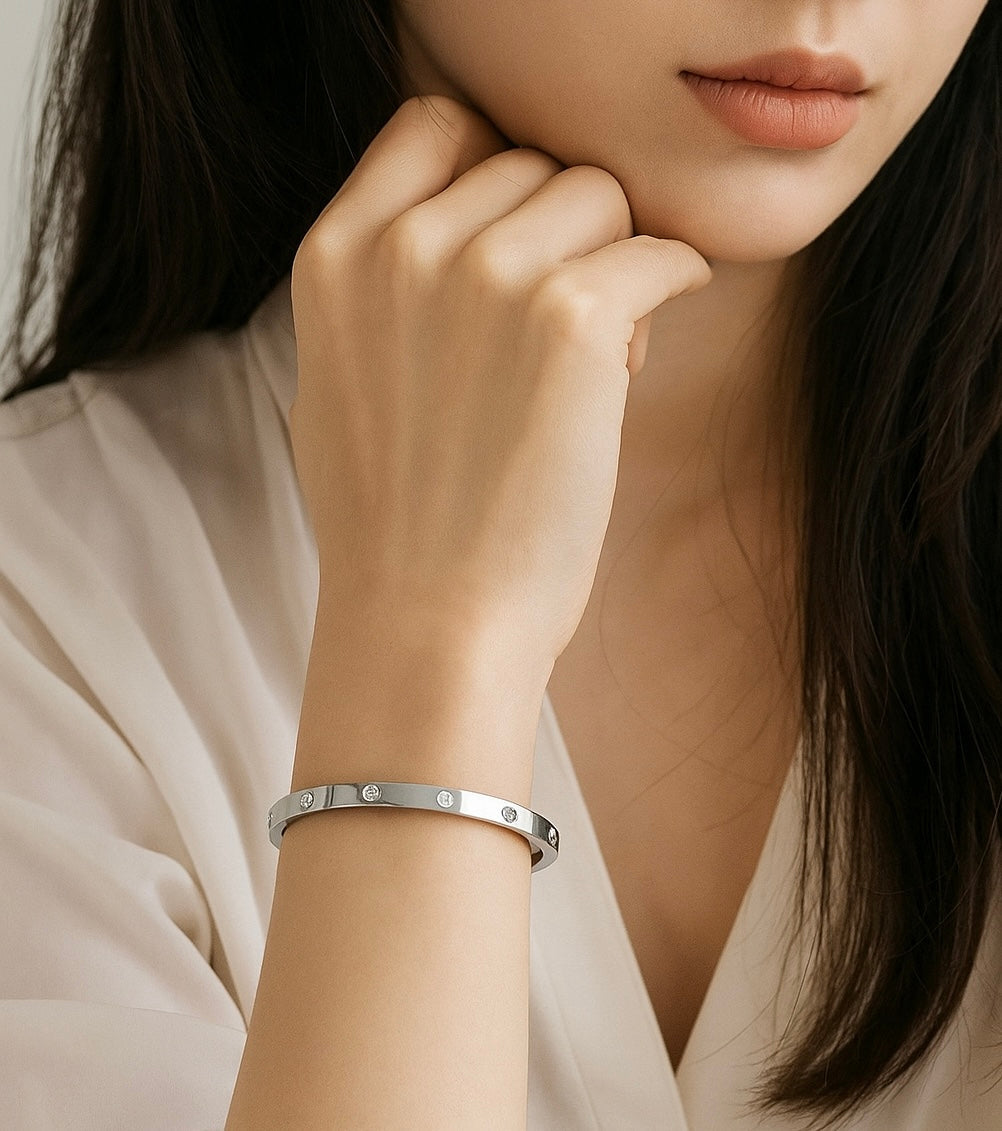 BG308WP B.Tiff High Polish 8-Stone Bangle Bracelet