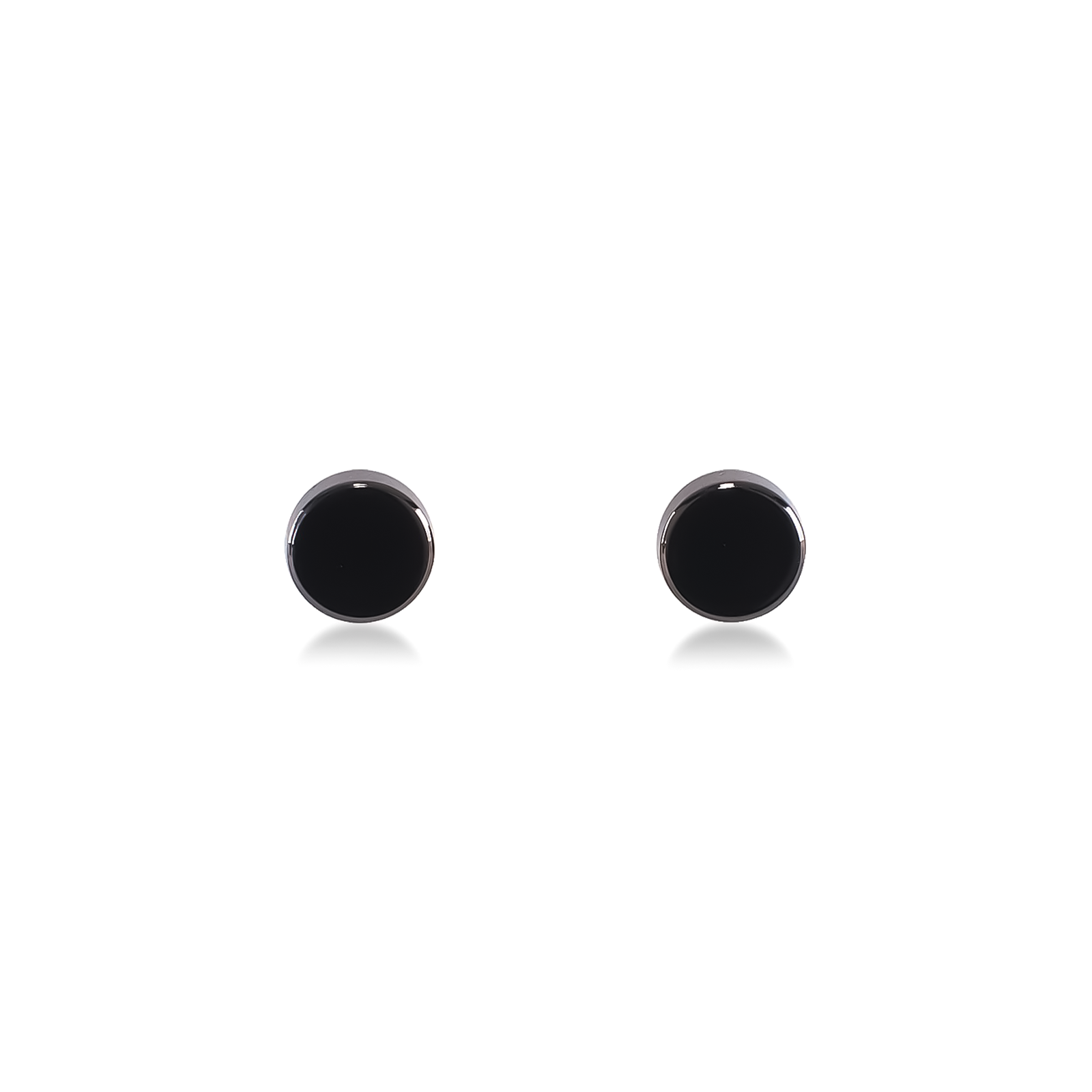 ER003BP B.Tiff Black High Polish Plain Round Stud Earrings