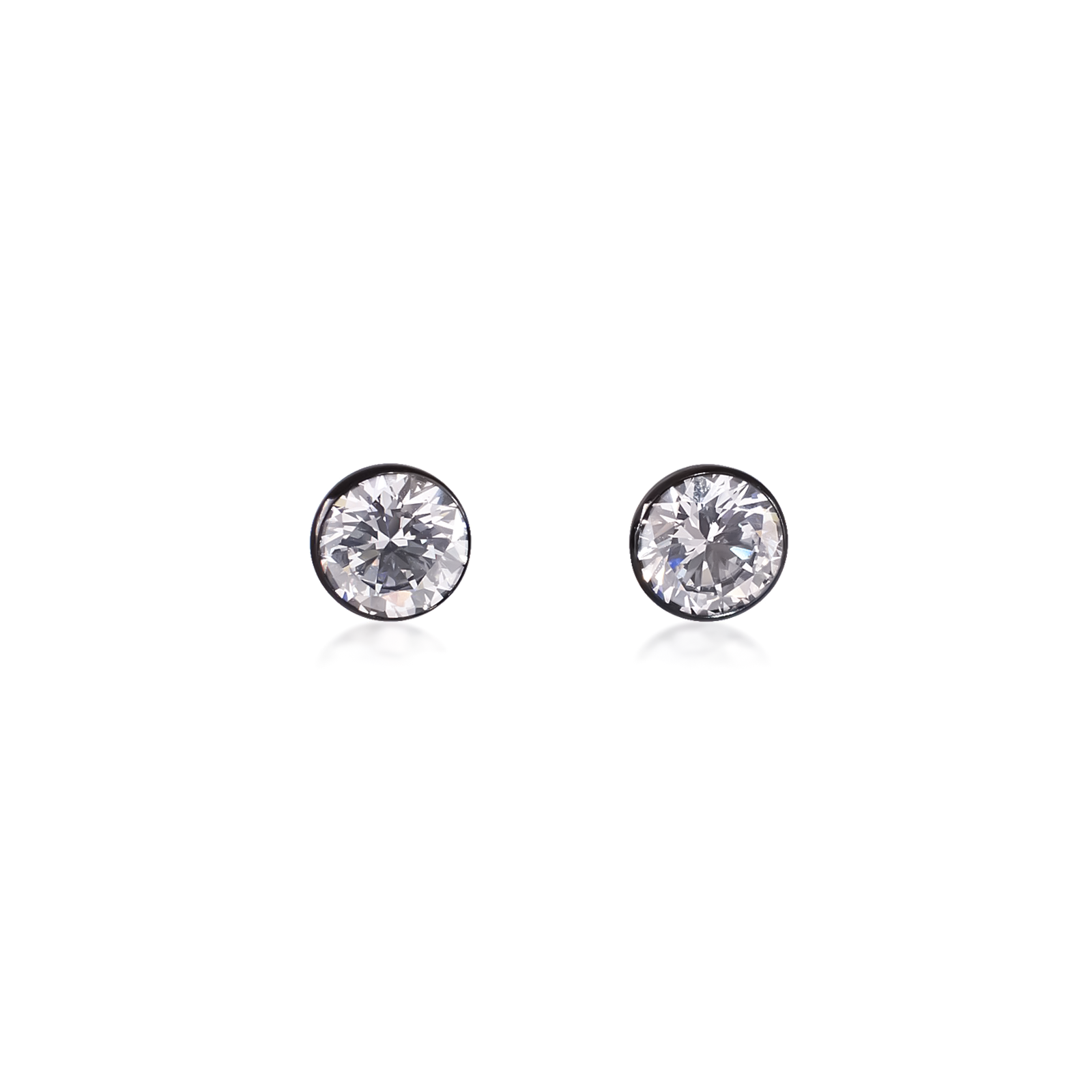 ER101B B.Tiff Black 1 ct Solitaire Stud Earrings