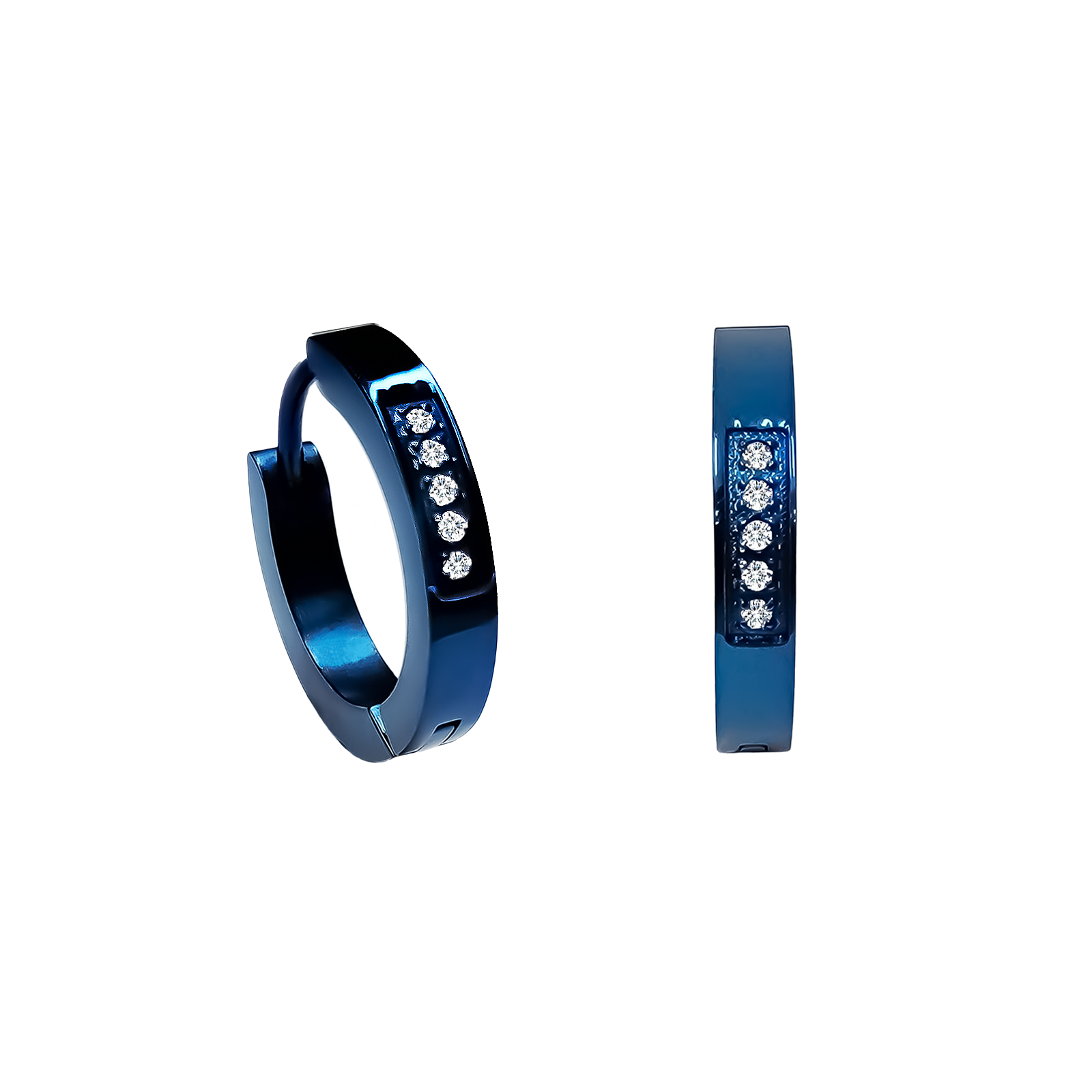 ER305BL B.Tiff Blue Pavé 10-Stone Hoop Earrings