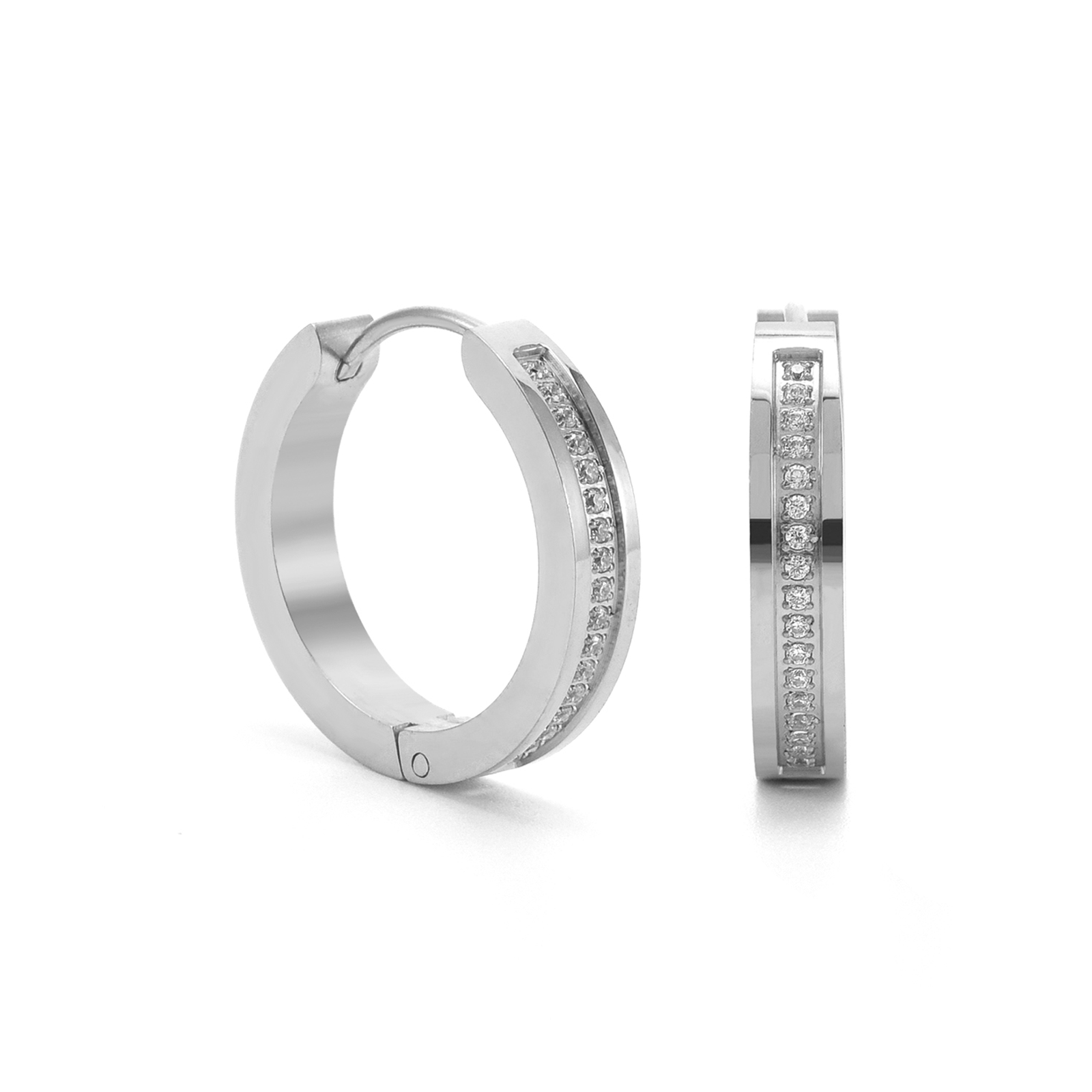 ER411W B.Tiff Pavé 34-Stone Hoop Earrings