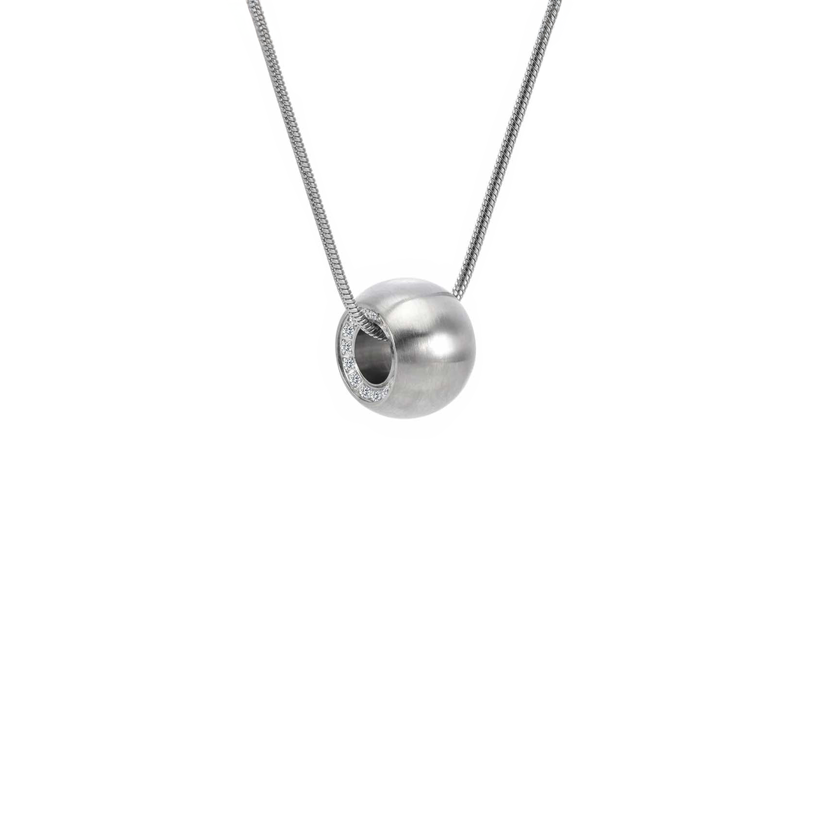 PT220W B.Tiff Pave Hollow Globe Pendant Necklace