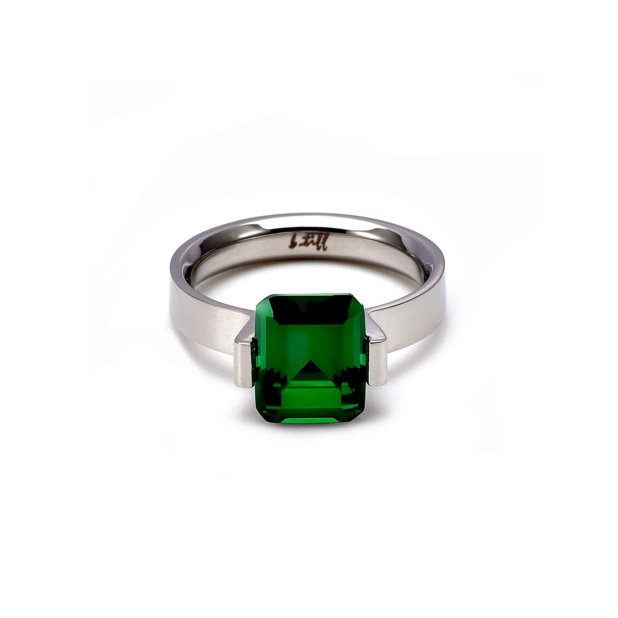RG210GR B.Tiff 3 ct Green Emerald Cut Engagement Ring