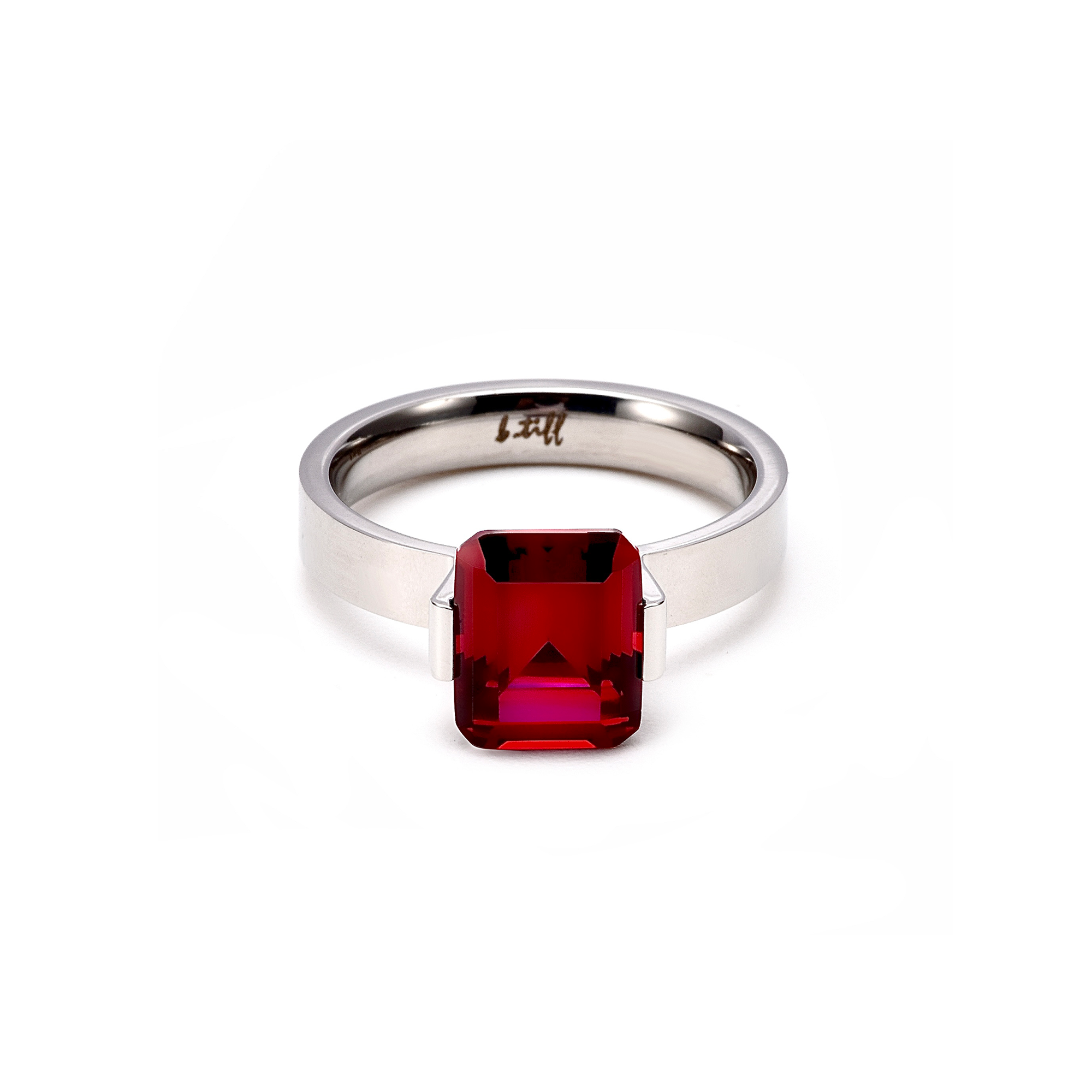 RG210R B.Tiff 3 ct Red Emerald Cut Engagement Ring