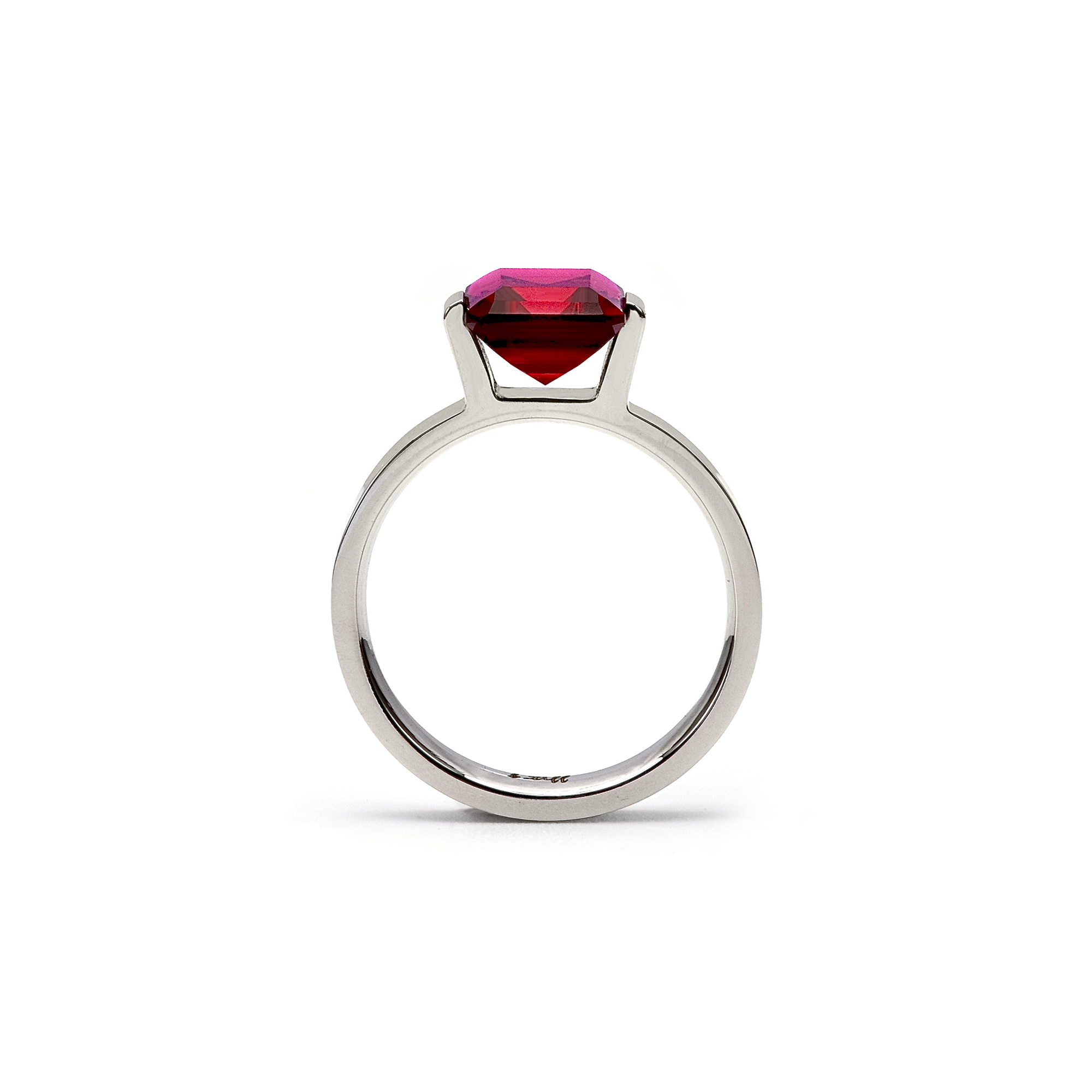 RG210R B.Tiff 3 ct Red Emerald Cut Engagement Ring