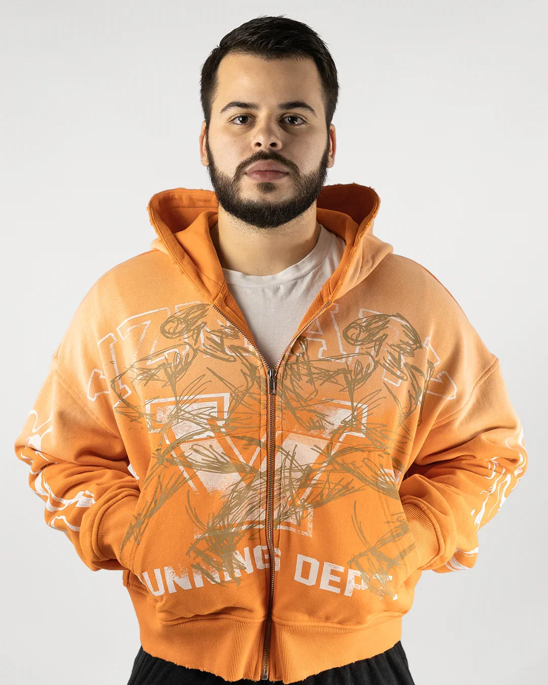 "ORANGE CREAM" BOXY OVERSIZED ZIP UP JACKET