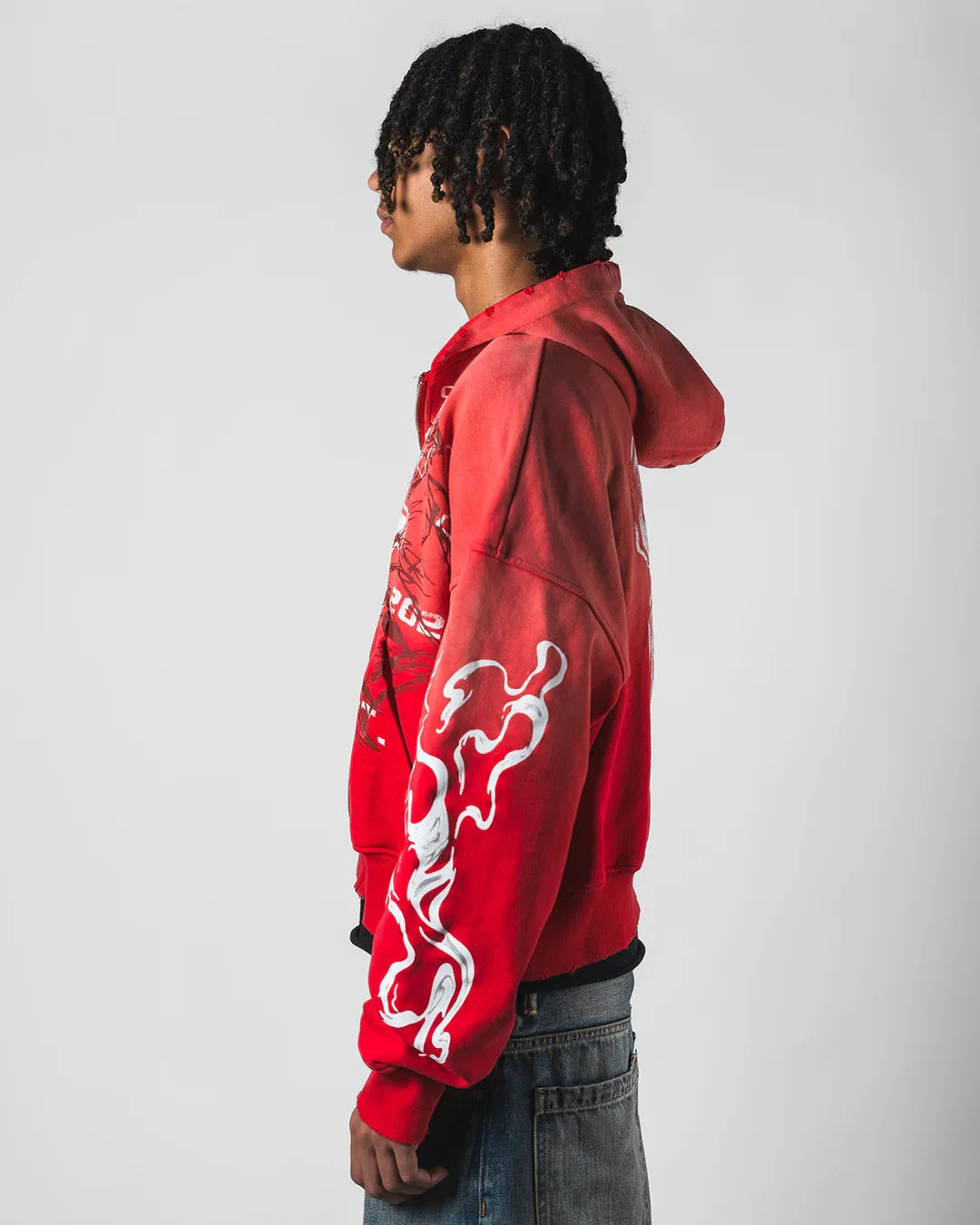 "RED RUSH" BOXY OVERSIZED ZIP UP JACKET